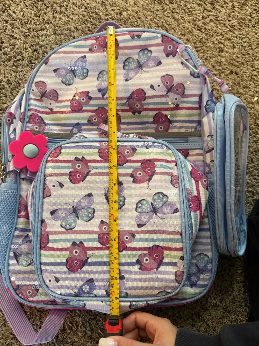 Girls Butterfly Sequin School Backpack & Pencil Case